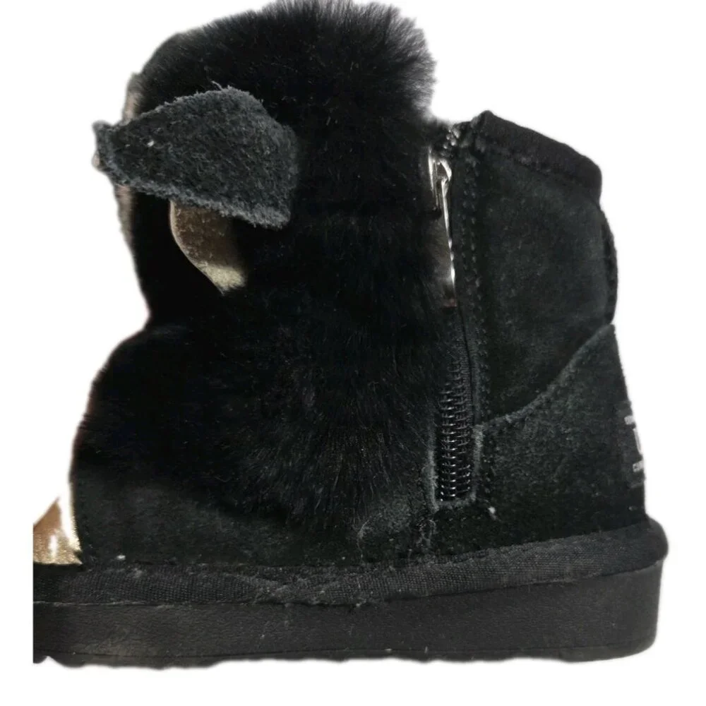 Ozwear Ugg Girls Zip Donkey Boots Gold Black Fuzzy Boots, Toddlers Sz 5 / 6 - Picture 6 of 8